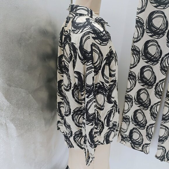 Zara Womens Set satin black and white blouse button down comfy elegant - Picture 7 of 16